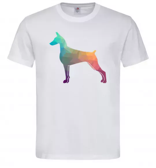 Мужская футболка Кольоровий доберман Белый фото