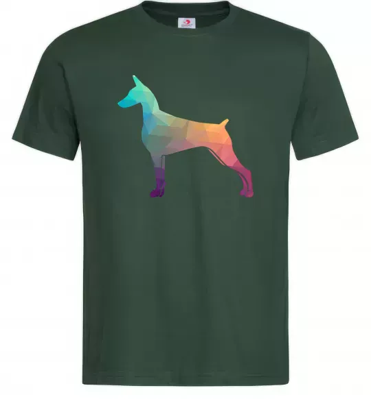 Мужская футболка Кольоровий доберман Темно-зеленый фото