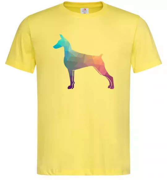 Мужская футболка Кольоровий доберман Лимонный фото