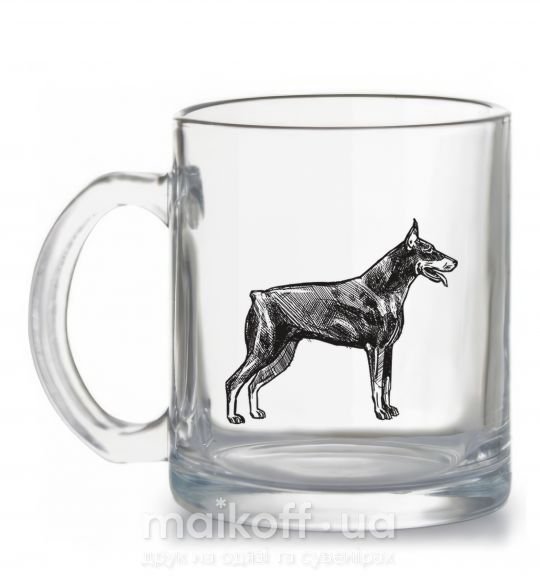 Чашка стеклянная Doberman sketch Прозрачный фото