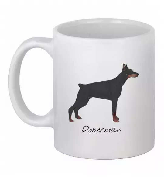 Чашка керамическая Doberman drawing Белый фото