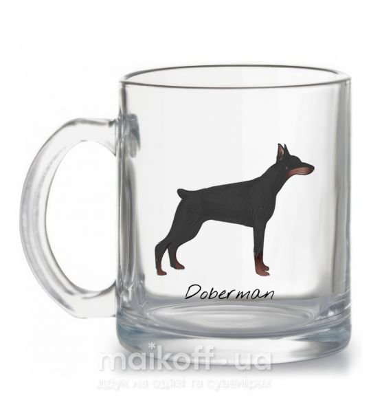 Чашка скляна Doberman drawing Прозорий фото