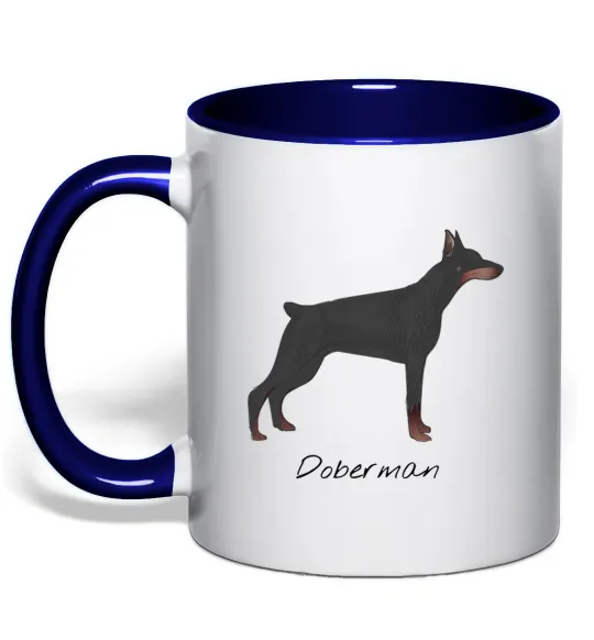 Чашка з кольоровою ручкою Doberman drawing Глибокий темно-синій фото