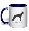 Чашка з кольоровою ручкою Doberman drawing Глибокий темно-синій фото