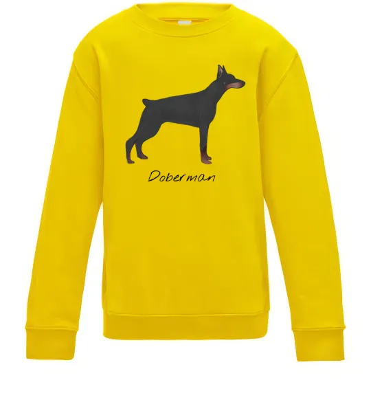 Детский Свитшот Doberman drawing Солнечно желтый фото