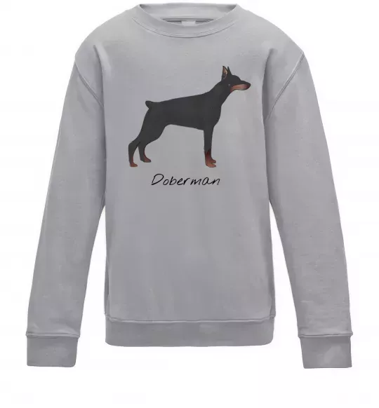 Детский Свитшот Doberman drawing Серый меланж фото
