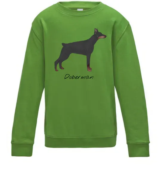 Детский Свитшот Doberman drawing Лаймовый фото
