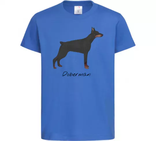 Дитяча футболка Doberman drawing Яскраво-синій фото