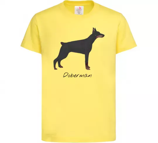 Дитяча футболка Doberman drawing Лимонний фото