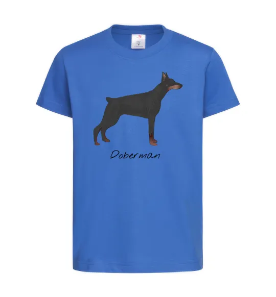 Дитяча футболка Doberman drawing Яскраво-синій фото