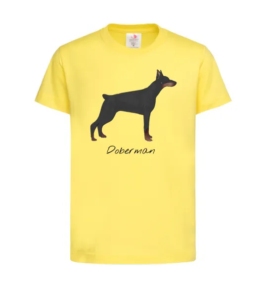 Дитяча футболка Doberman drawing Лимонний фото