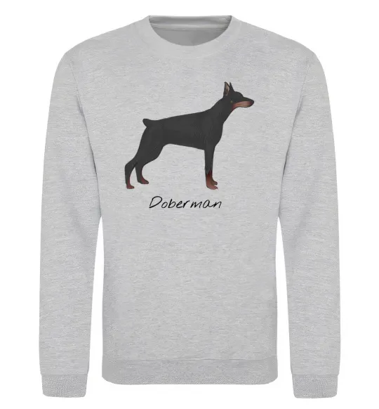Світшот Doberman drawing Сірий меланж фото