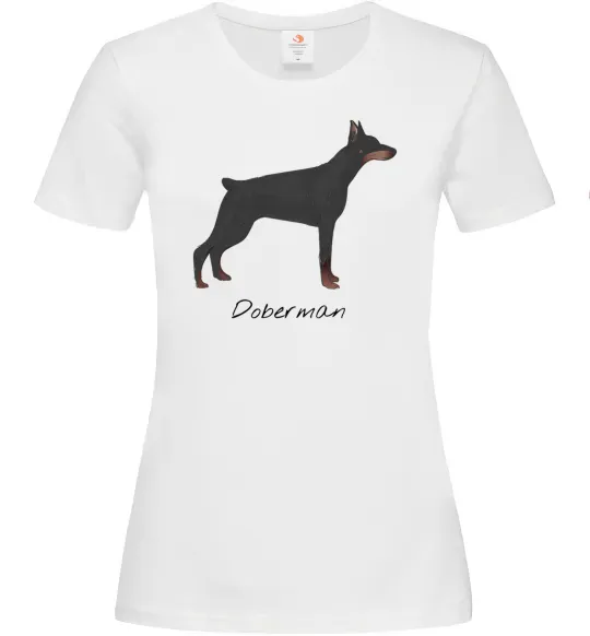 Женская футболка Doberman drawing Белый фото
