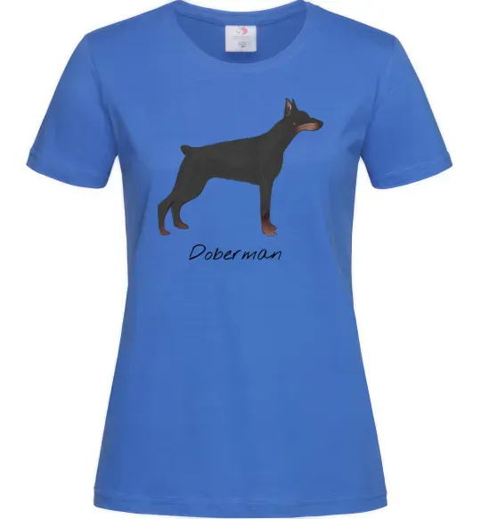Женская футболка Doberman drawing Ярко-синий фото
