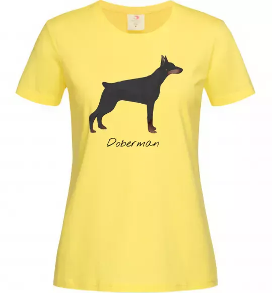 Женская футболка Doberman drawing Лимонный фото
