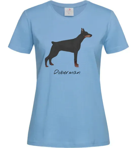 Женская футболка Doberman drawing Голубой фото
