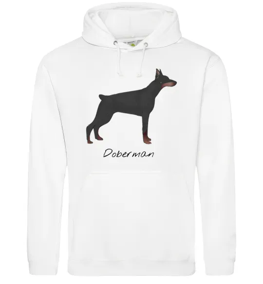 Мужская толстовка (худи) Doberman drawing Белый фото
