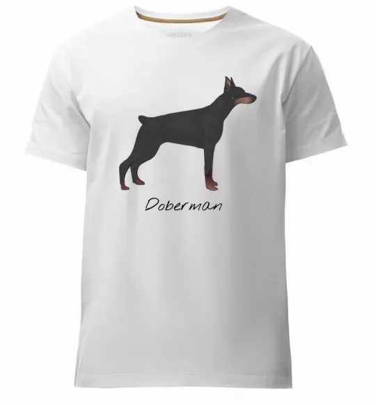 Мужская премиум футболка Doberman drawing Белый фото