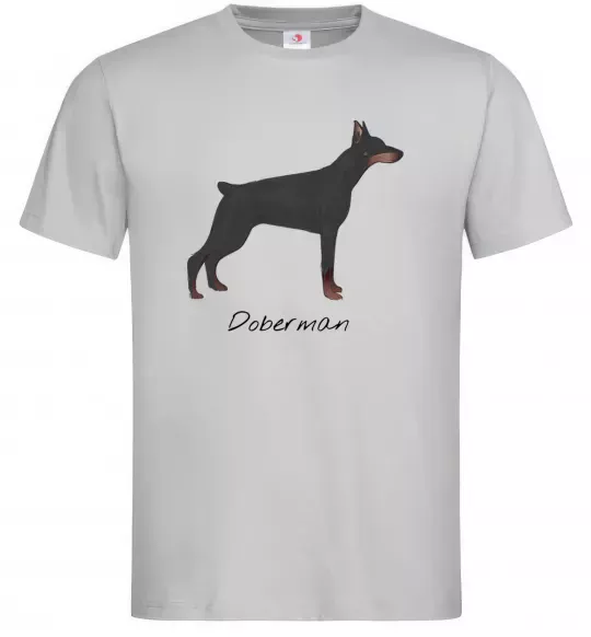 Мужская футболка Doberman drawing Серый фото