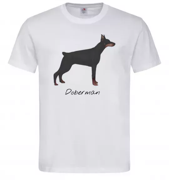 Мужская футболка Doberman drawing Белый фото