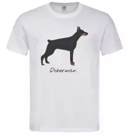 Мужская футболка Doberman drawing Белый фото