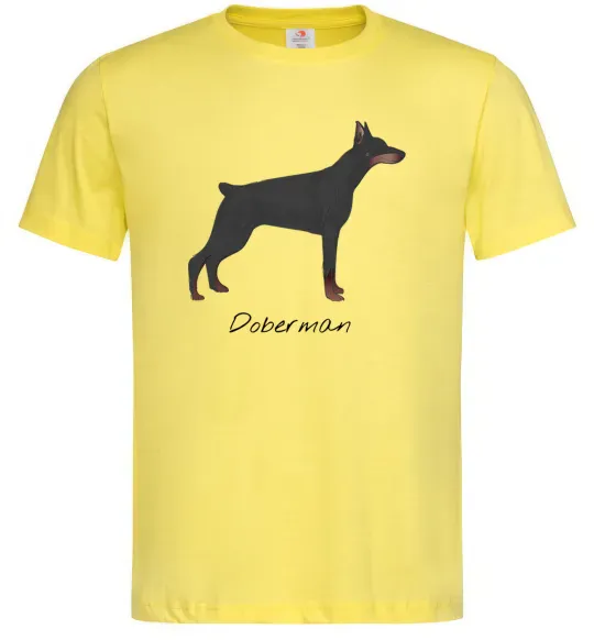 Мужская футболка Doberman drawing Лимонный фото