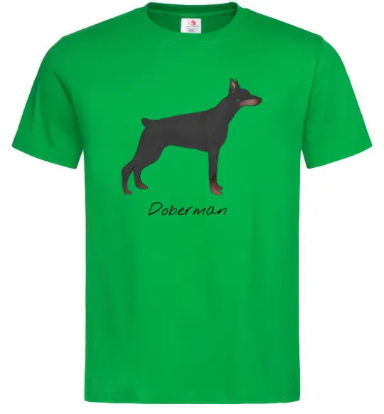 Мужская футболка Doberman drawing Зеленый фото