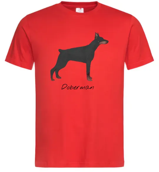 Мужская футболка Doberman drawing Красный фото