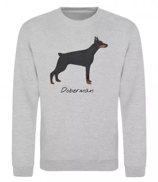 Світшот Doberman drawing Сірий меланж фото