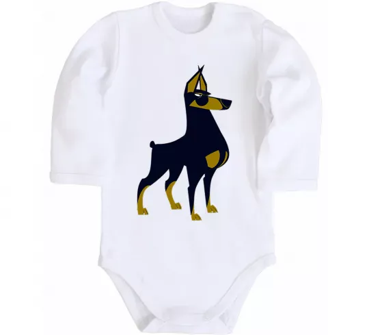 Дитячий бодік Doberman standing Білий фото