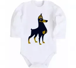 Детский боди Doberman standing Белый фото