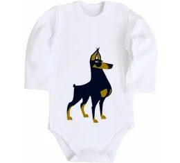 Дитячий бодік Black doberman Білий фото