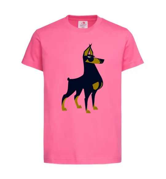 Детская футболка Doberman standing Ярко-розовый фото