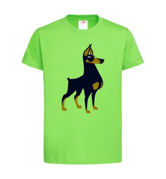 Детская футболка Doberman standing Лаймовый фото
