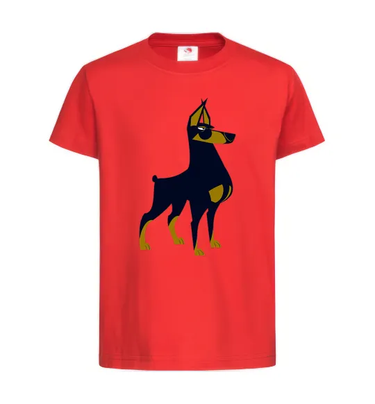 Детская футболка Doberman standing Красный фото
