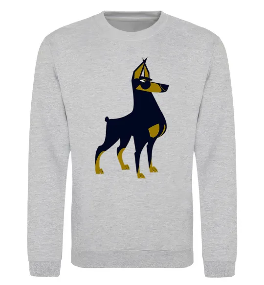 Свитшот Doberman standing Серый меланж фото