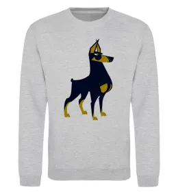 Свитшот Doberman standing Серый меланж фото