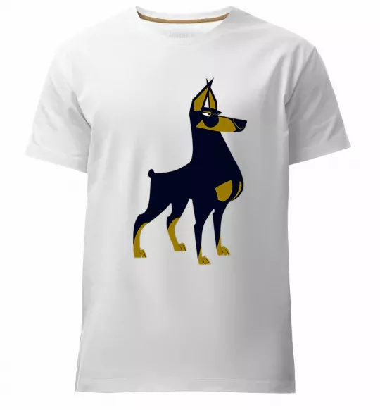 Мужская премиум футболка Doberman standing Белый фото