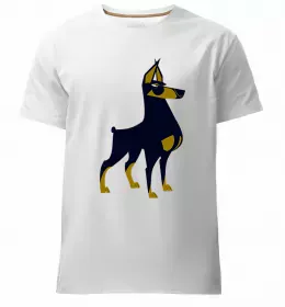 Мужская премиум футболка Blackrcolor doberman Белый фото