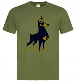Мужская футболка Doberman standing Оливковый фото