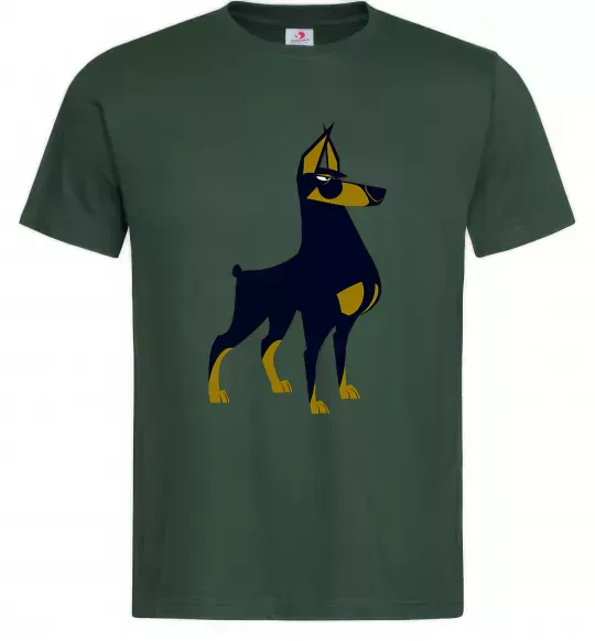 Чоловіча футболка Doberman standing Темно-зелений фото