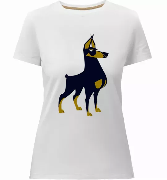 Женская премиум футболка Doberman standing Белый фото