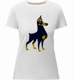 Женская премиум футболка Doberman art Белый фото