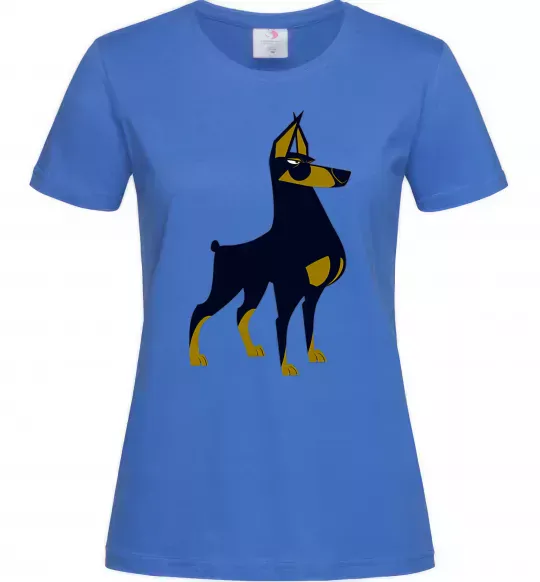 Жіноча футболка Doberman standing Яскраво-синій фото