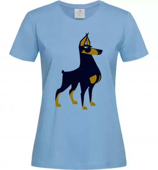 Жіноча футболка Doberman standing Блакитний фото