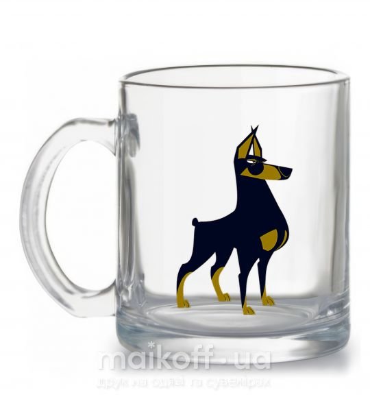 Чашка скляна Doberman standing Прозорий фото