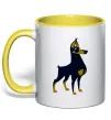 Чашка с цветной ручкой Doberman standing Солнечно желтый фото