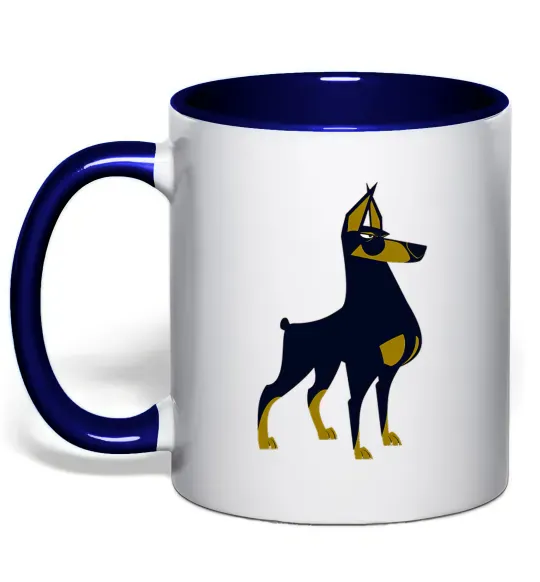 Чашка с цветной ручкой Doberman standing Глубокий темно-синий фото
