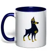 Чашка с цветной ручкой Doberman standing Глубокий темно-синий фото