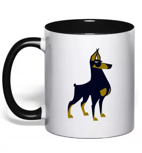 Чашка с цветной ручкой Doberman standing Черный фото